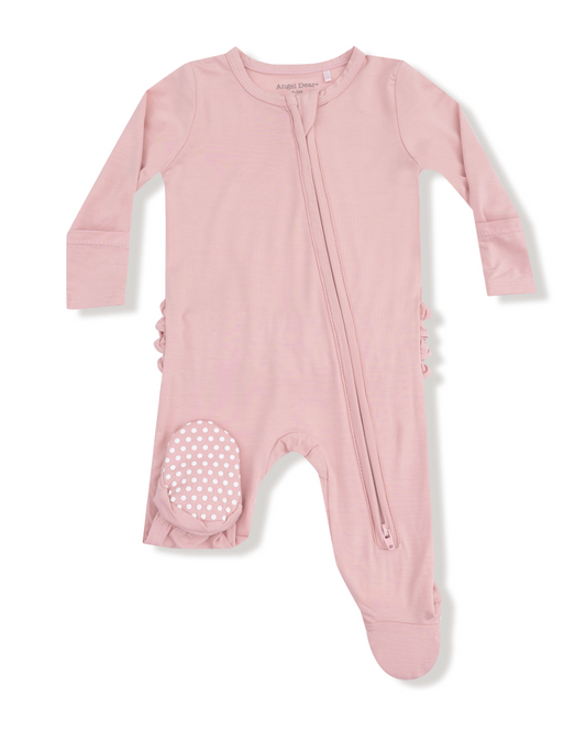 Basics - Mellow Rose - 2 Way Zipper Ruffle  Back Footie