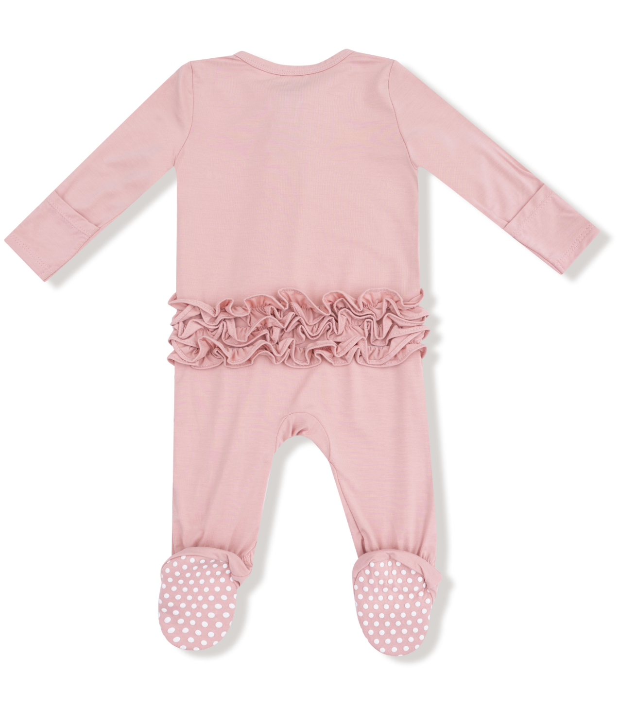 Basics - Mellow Rose - 2 Way Zipper Ruffle Back Footie