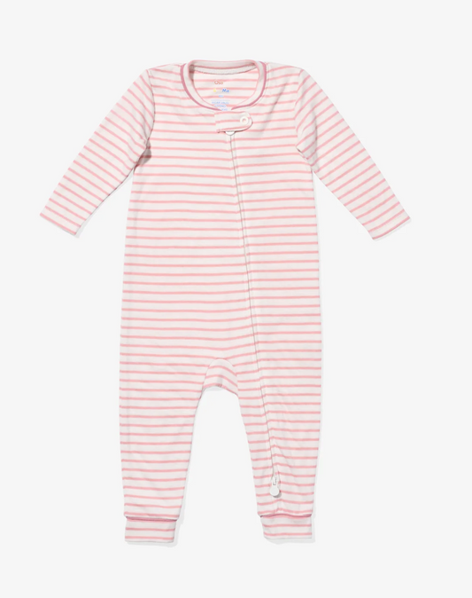 Dusty Rose Stripe Ziggy Zip Romper