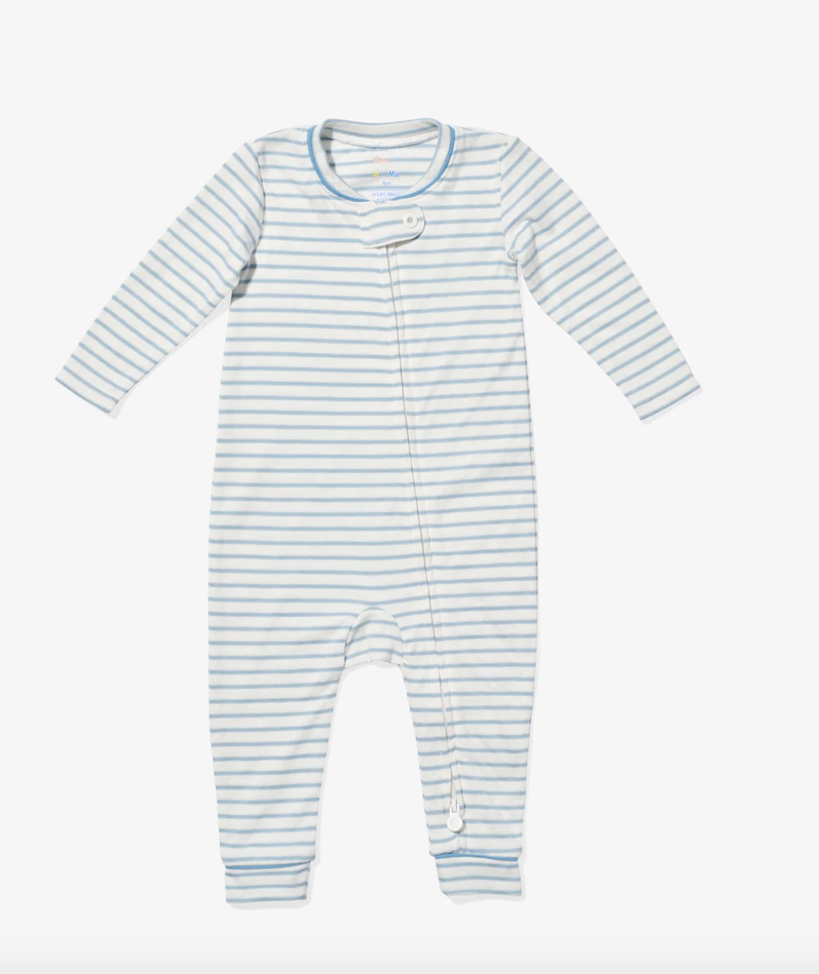 Dusty Blue Stripe Ziggy Zip Romper