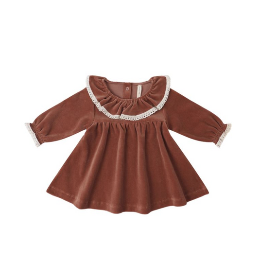 Velour Baby Dress || Cranberry