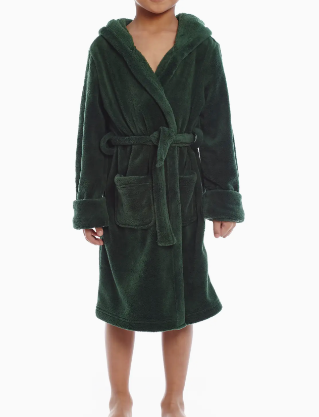 Kids Fleece Hooded Robe Solid Color