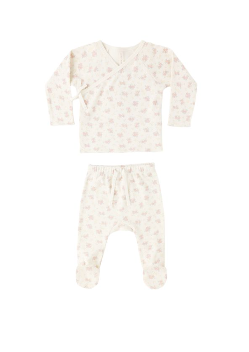 Wrap Top + Footed Pant Set || Flower Field