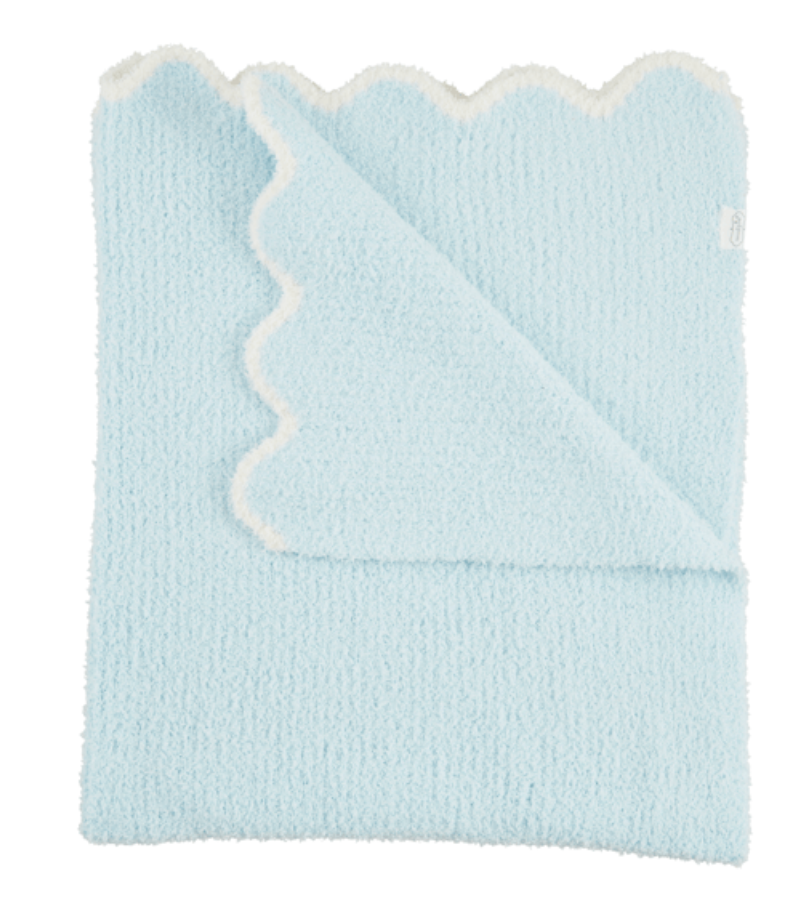 BLUE SCALLOP CHENILLE BLANKET