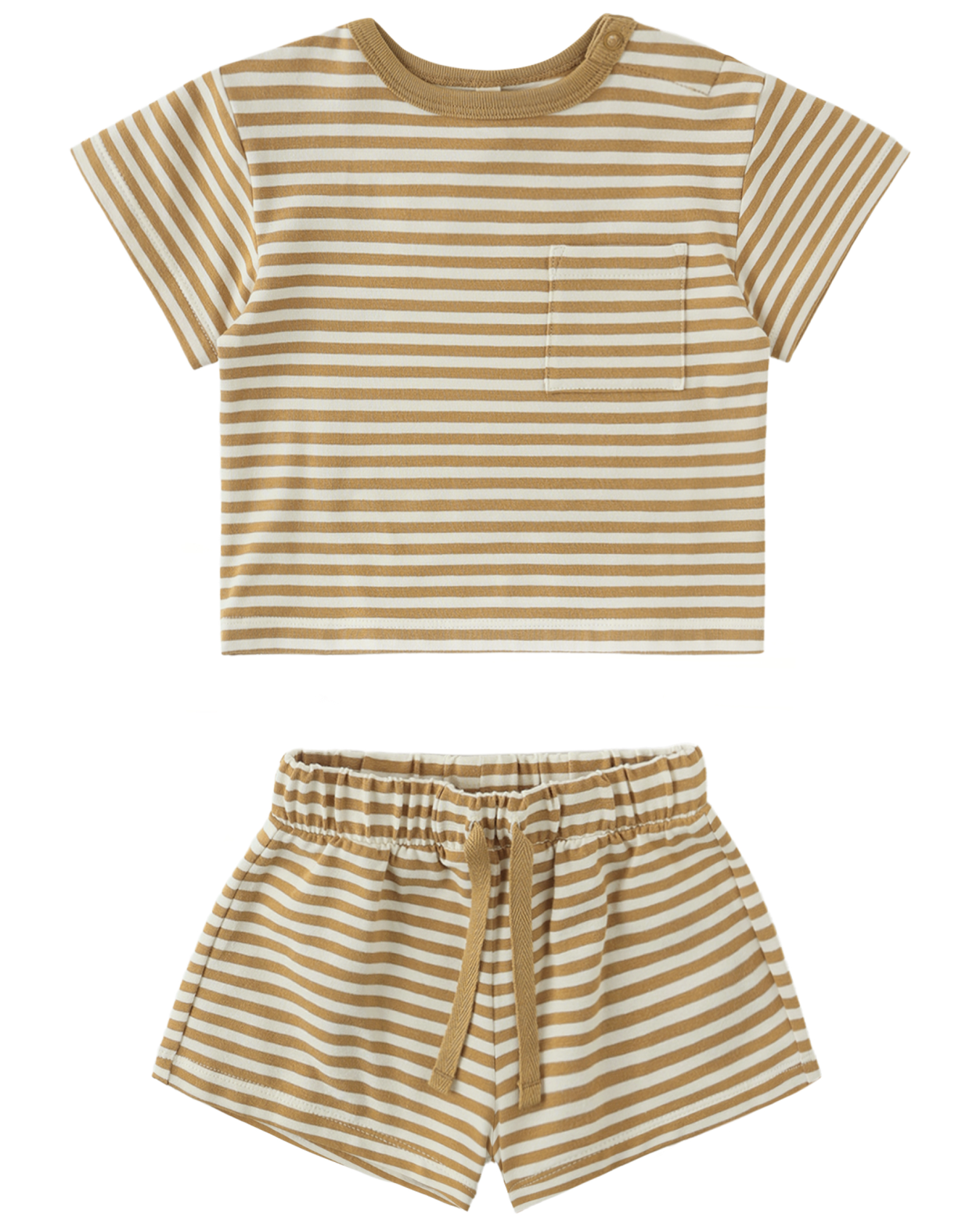 Boxy Pocket Tee + Short Set || Honey Stripe