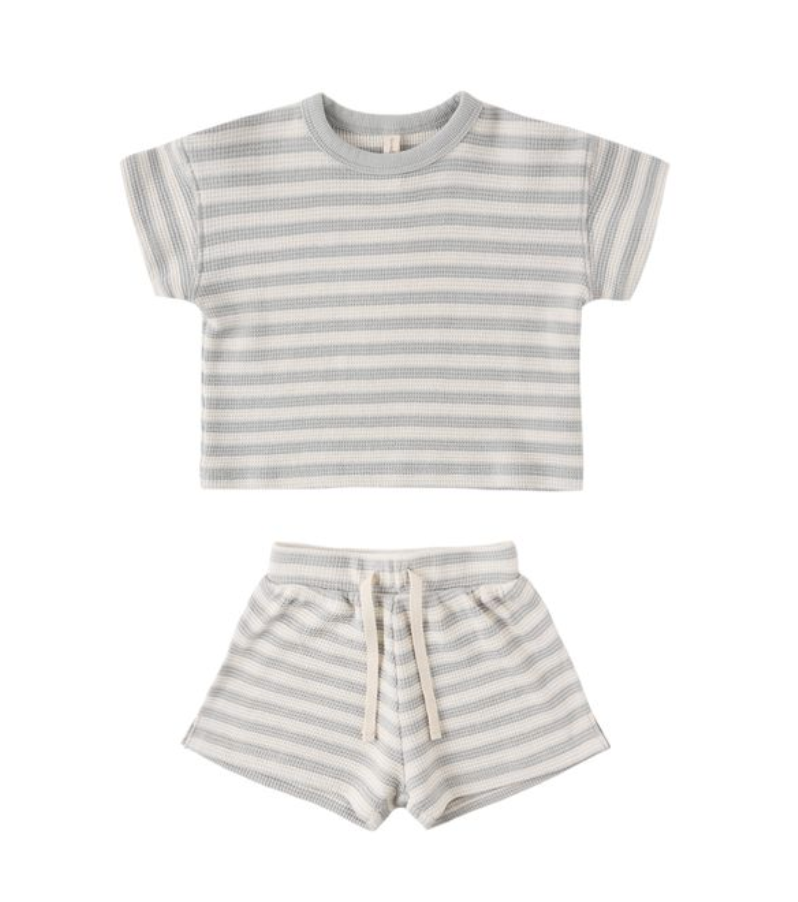 Waffle Tee + Short Set || Sky Stripe