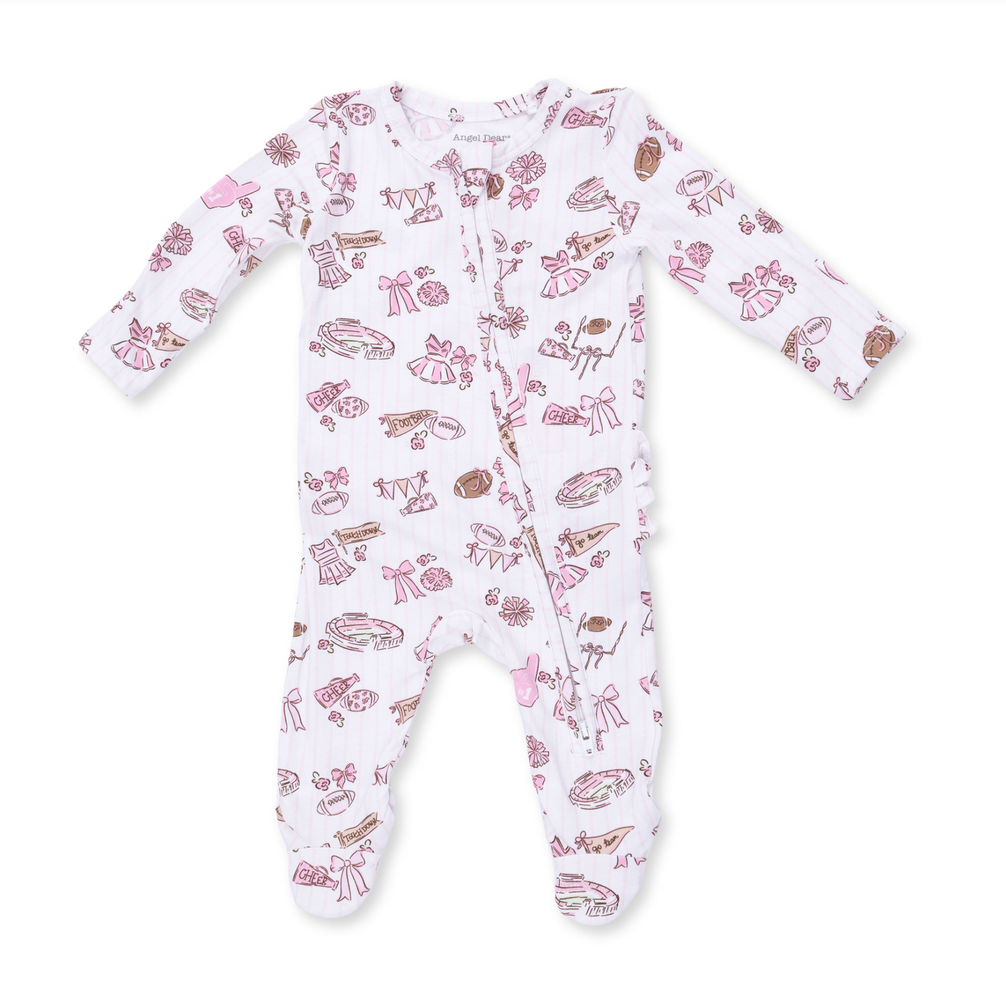 Football Cheer Nursery - 2 Way Ruffle Back Zipper Footie