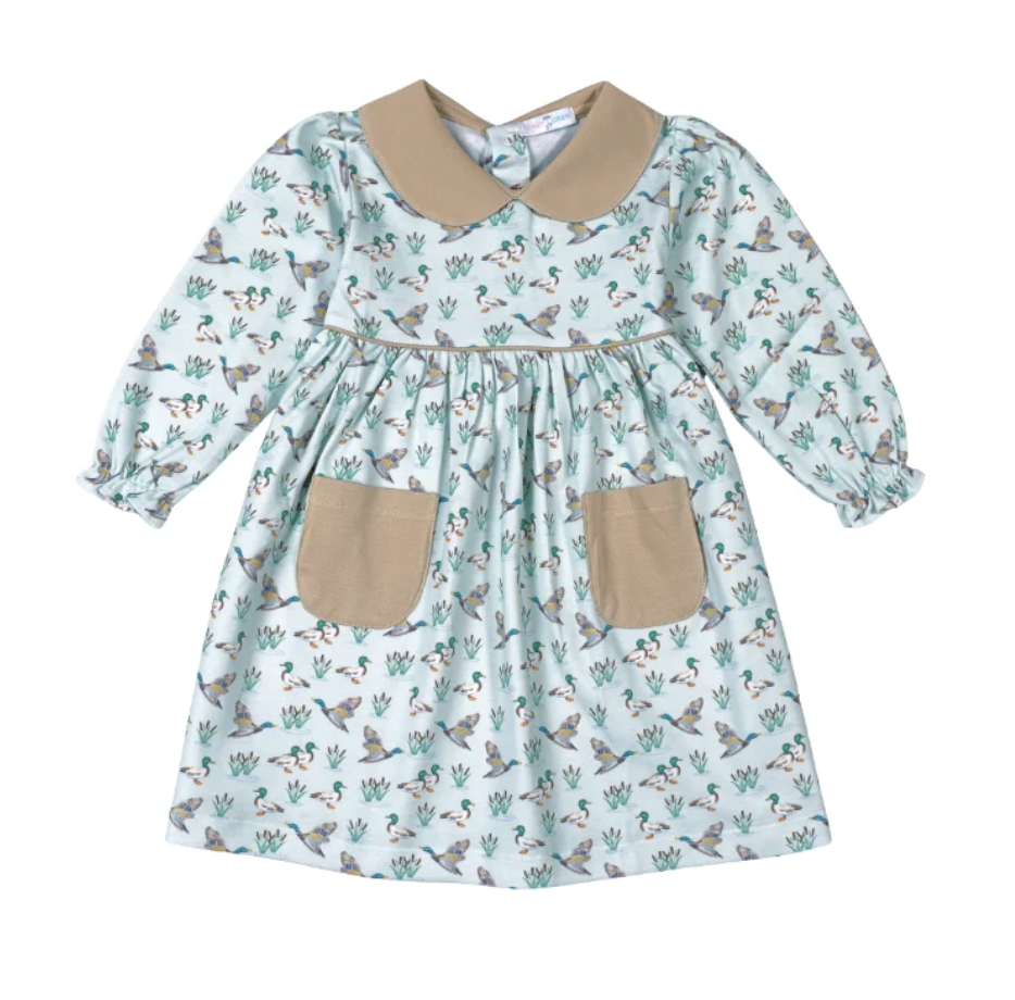 Mallard Ducks Pima scalop collar Dress