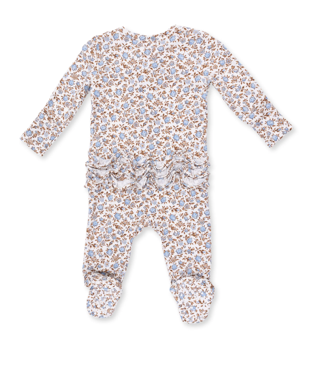 Hazel Floral - 2 Way Ruffle Back Zipper Footie