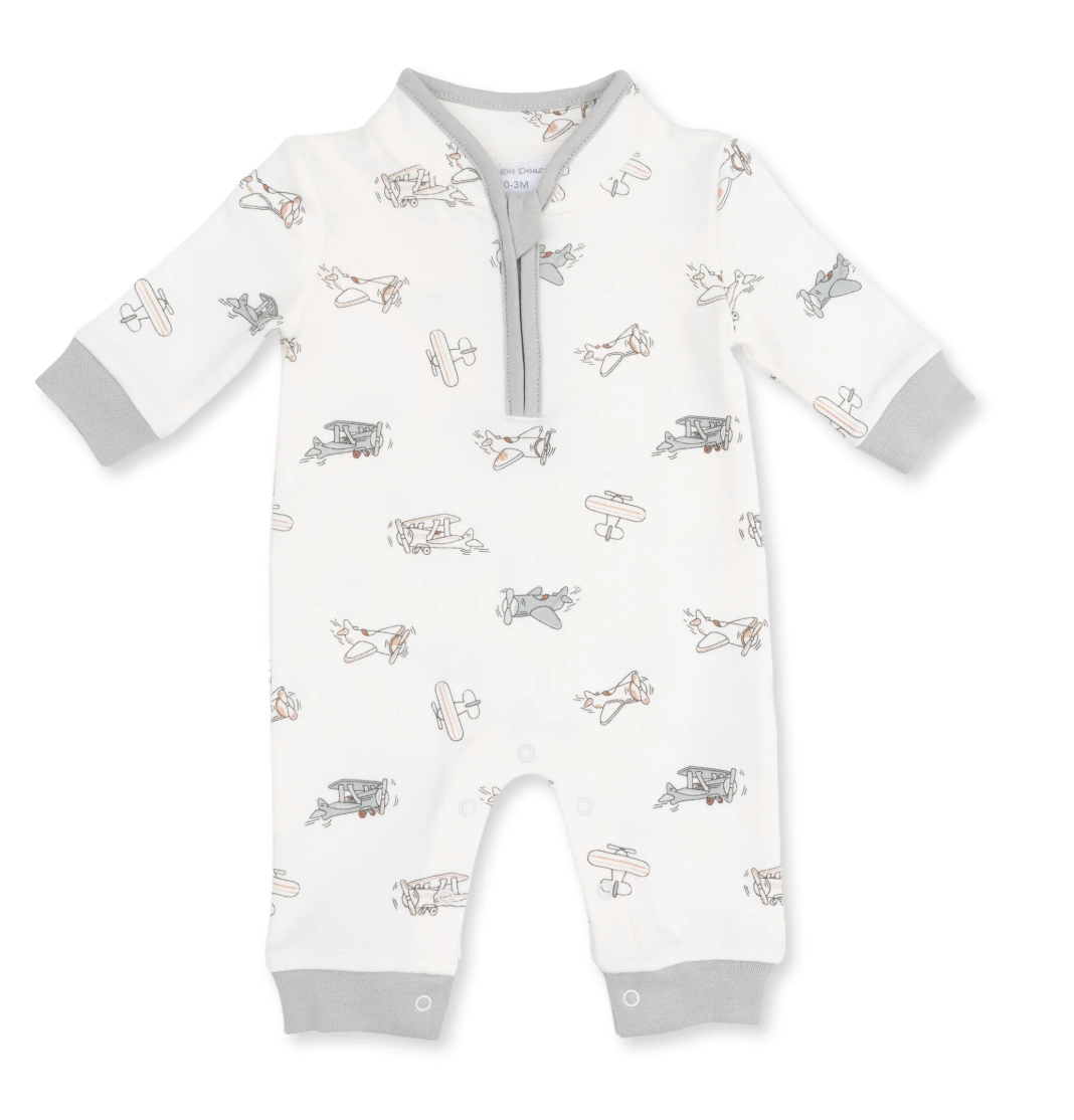 Vintage Airplane Pilots - Zip Neck Romper