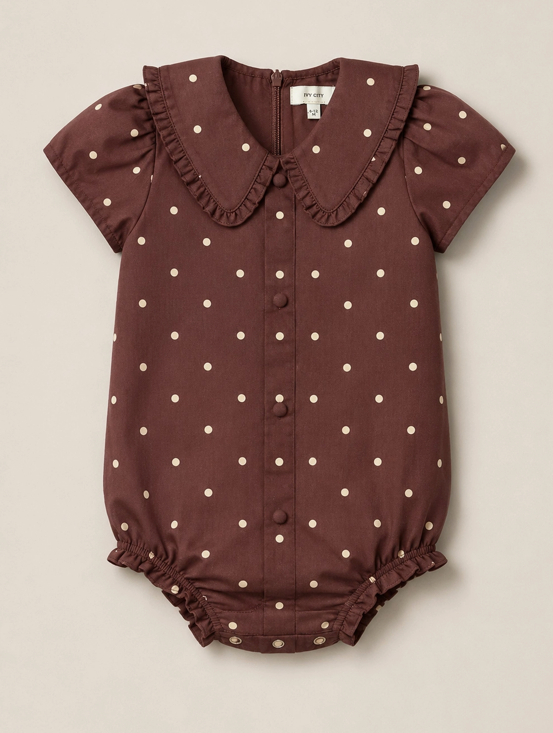Kit Romper in Warm Cocoa Dainty Dot