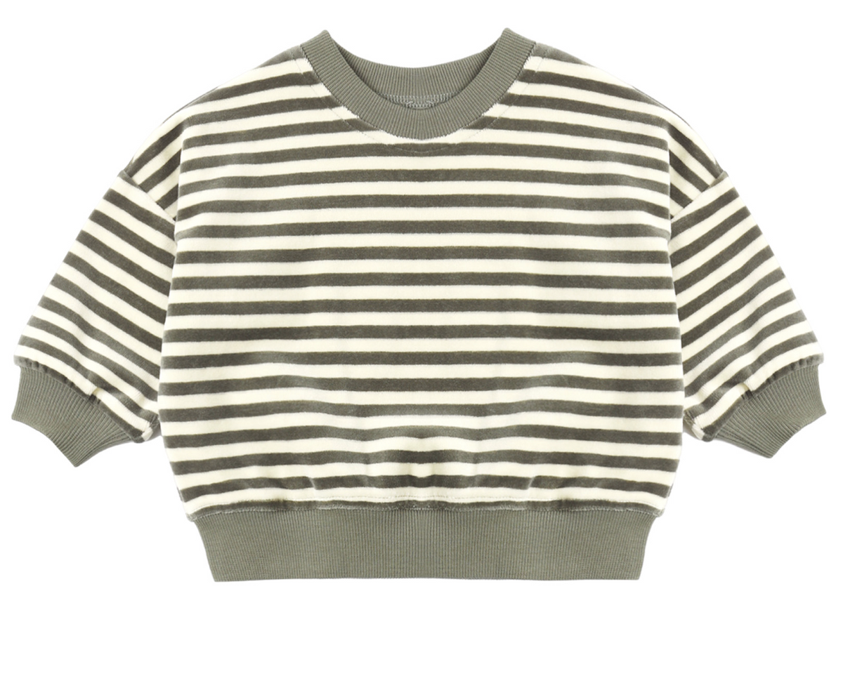 VELOUR RELAXED SWEATSHIRT SPRUCE STRIPE