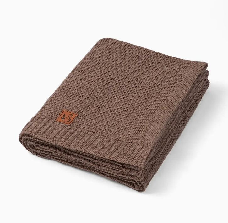 Brown Knit Baby Blanket