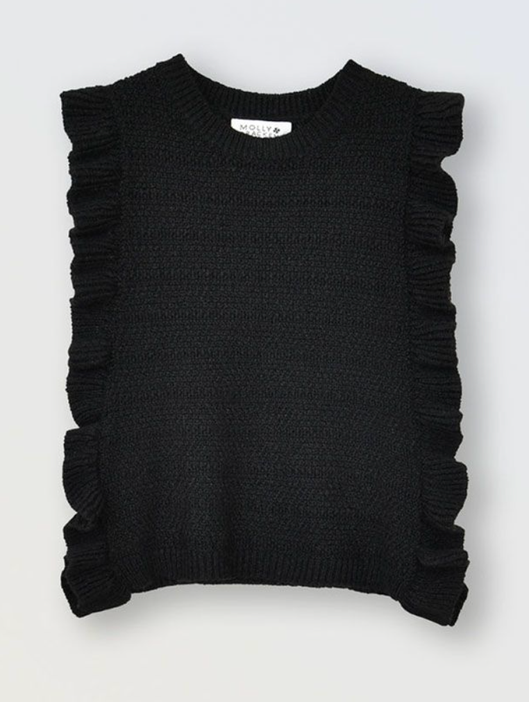 Girls Black Sleeveless Sweater