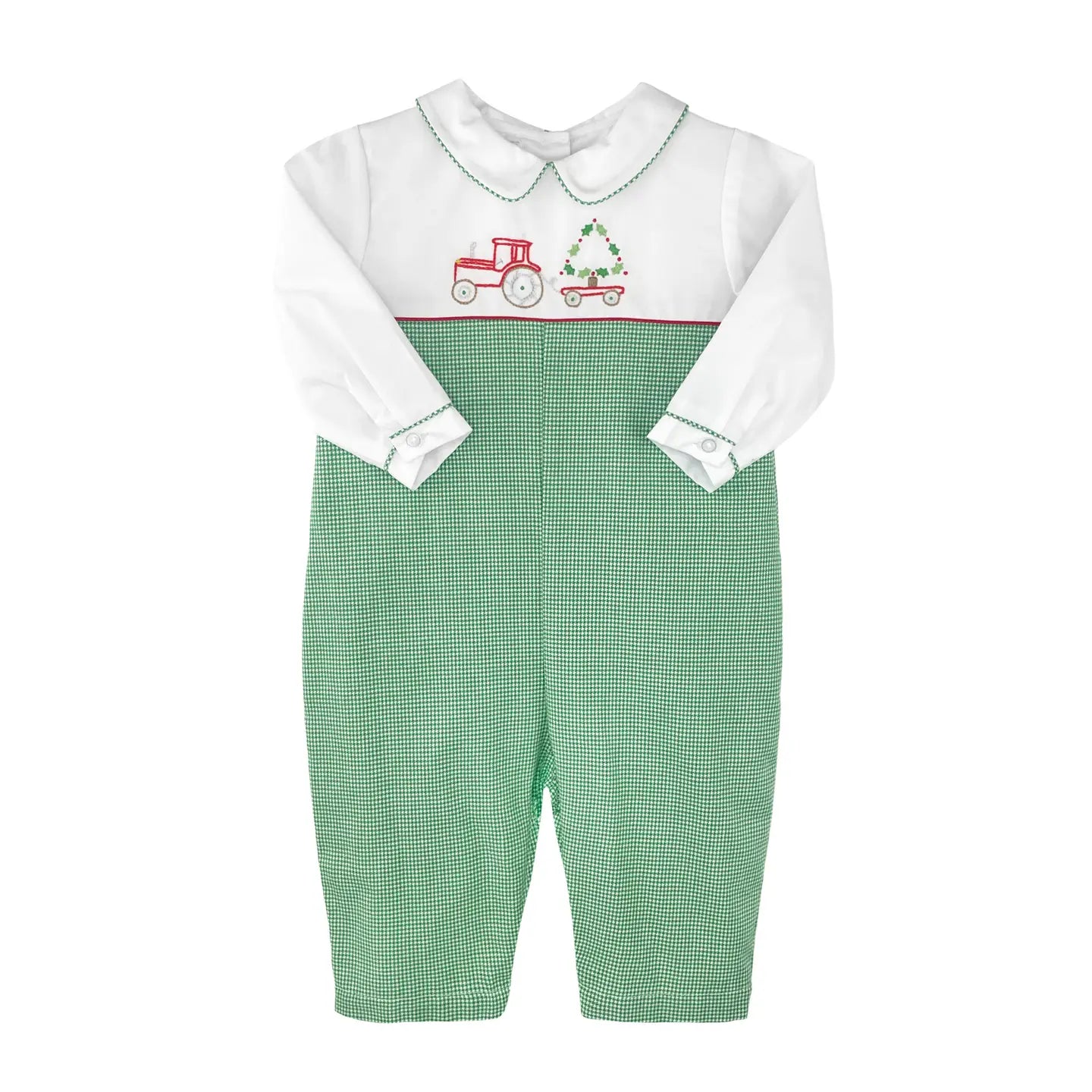 Holiday Embroidered Tractor Romper