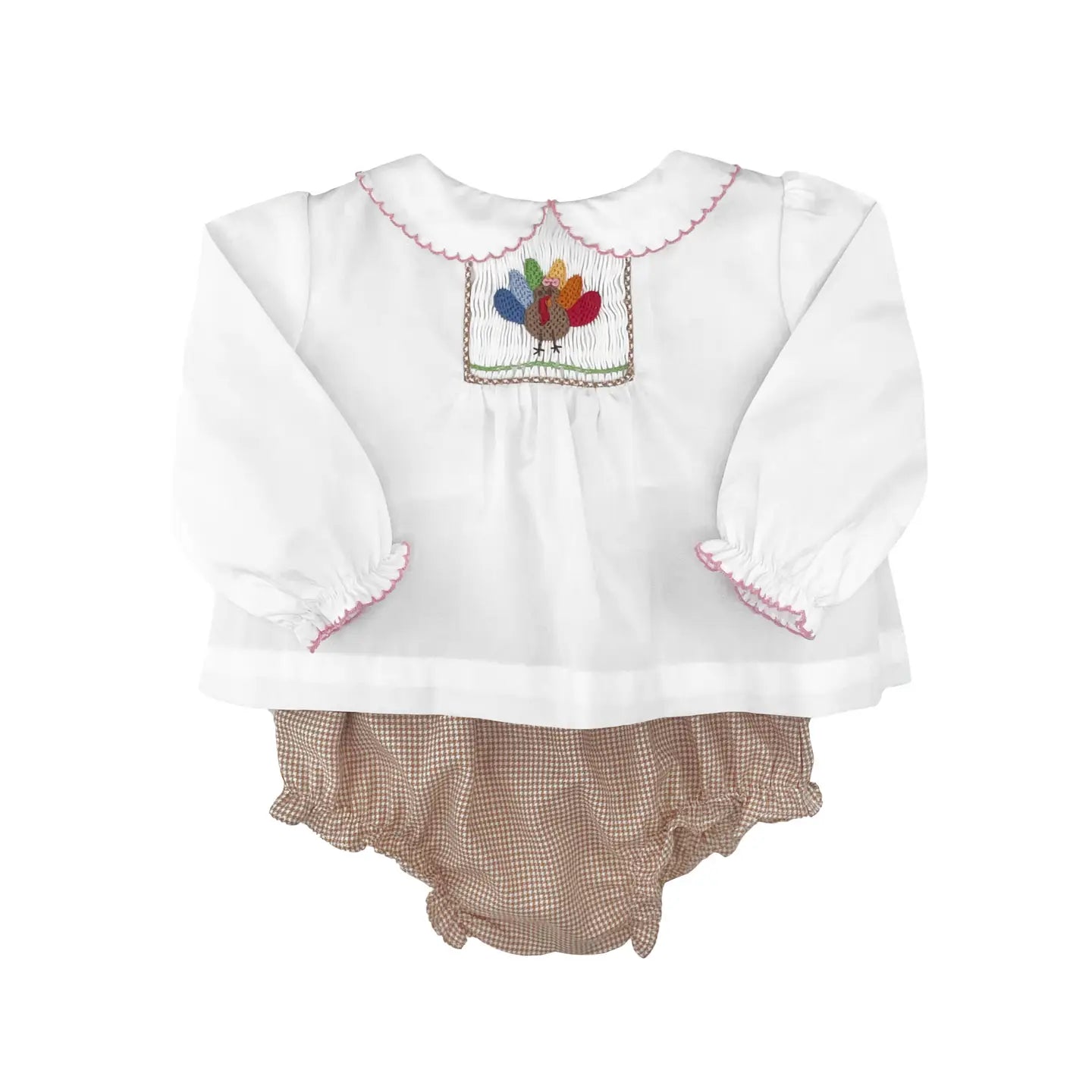 Girl Smocked Turkey Diaper Set