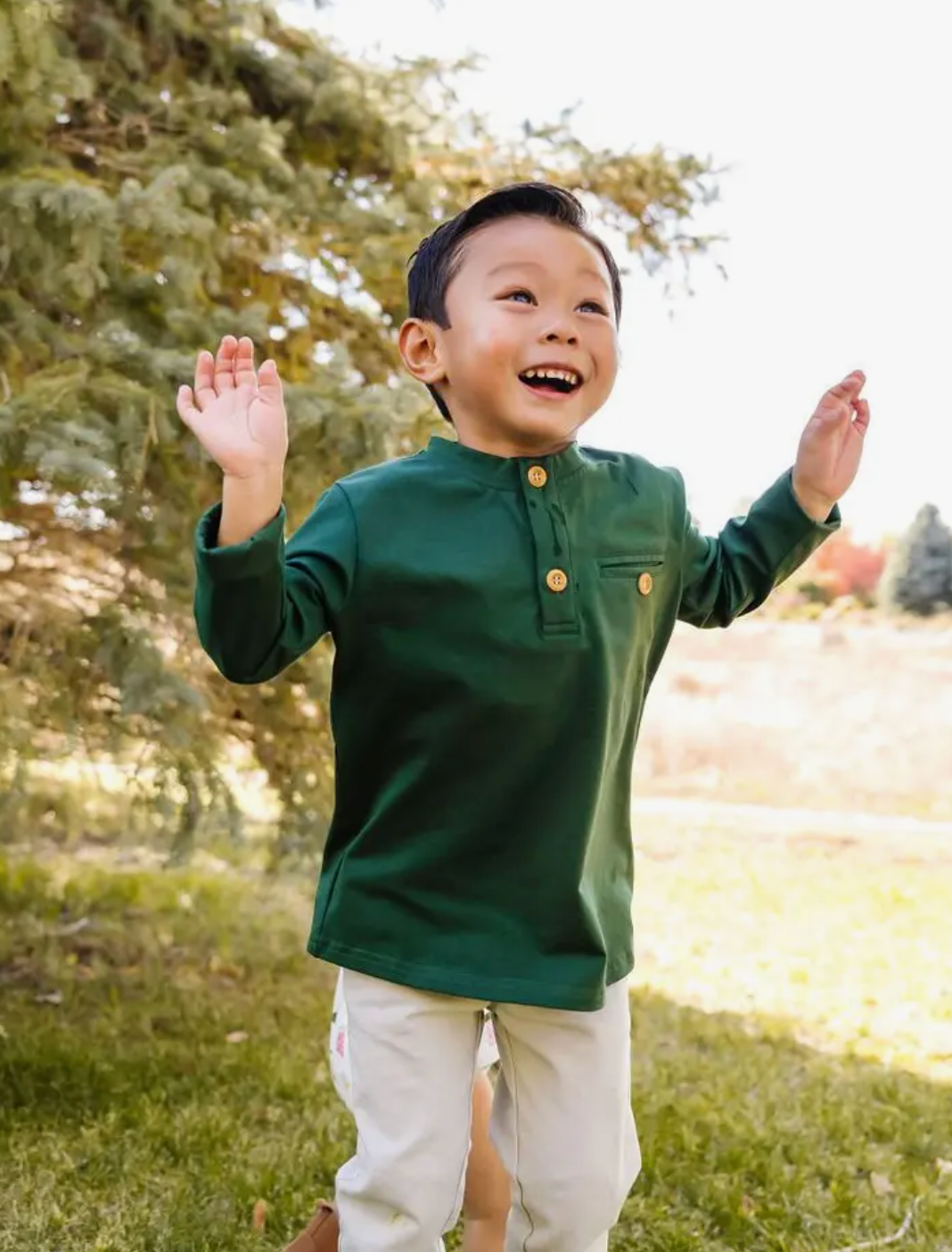Long Sleeve Button Shirt in Scarlet