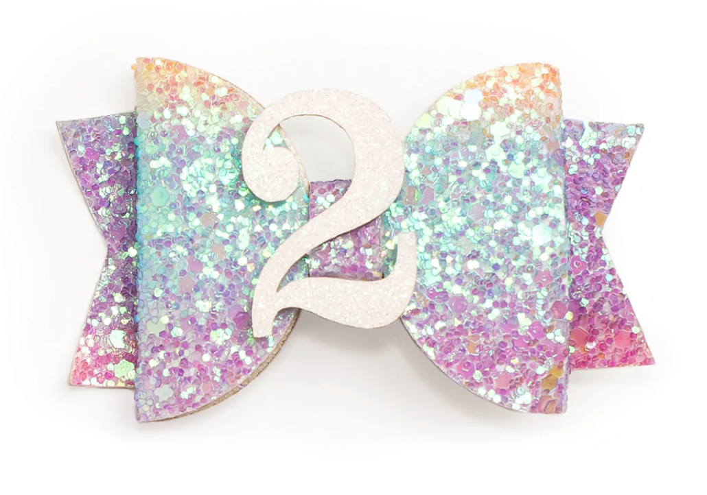 PASTEL RAINBOW BOW AGE CLIP