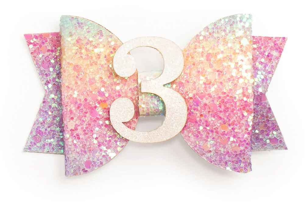 PASTEL RAINBOW BOW AGE CLIP