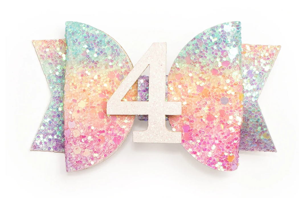 PASTEL RAINBOW BOW AGE CLIP
