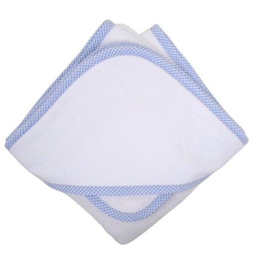 Blue Small Check Hooded Towel & Washcloth Set