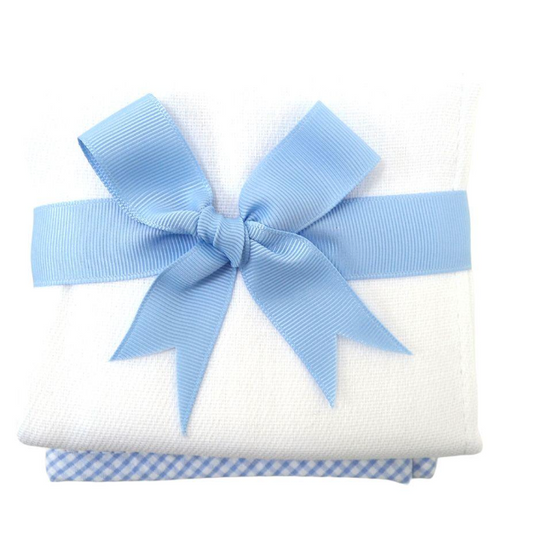Blue Small Check Trimmed Edge Burp