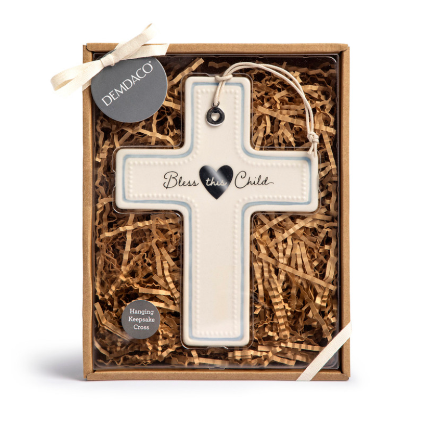 Bless This Child Wall Cross- Blue
