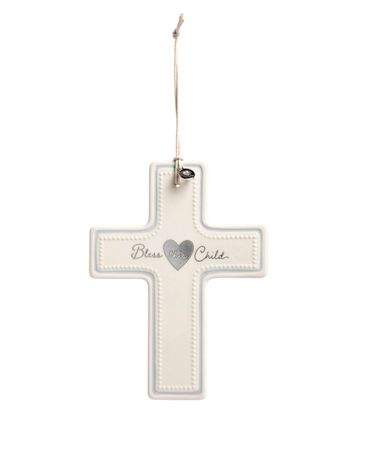 Bless This Child Wall Cross- Blue