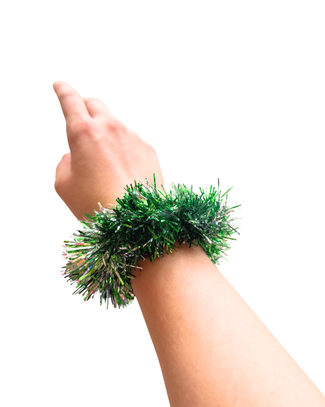 Green Tinsel Scrunchie