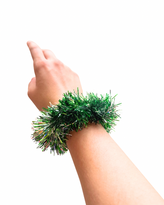 Green Tinsel Scrunchie
