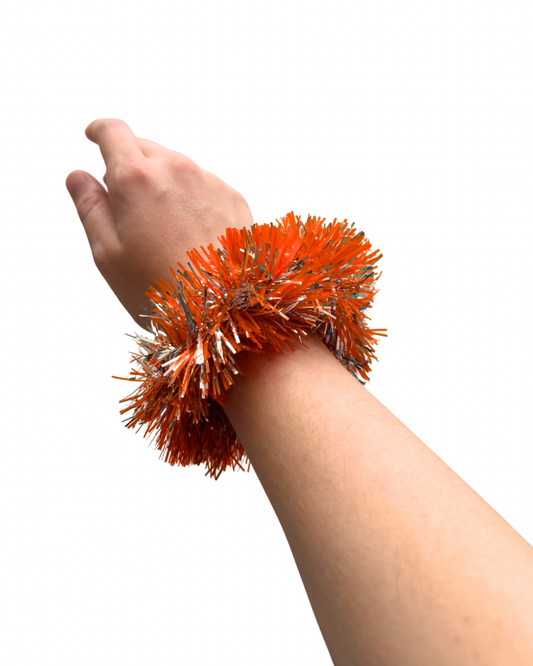 Orange Tinsel Scrunchie