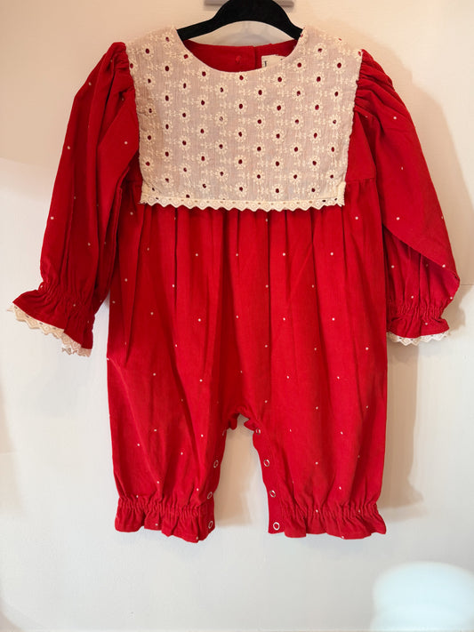 Christmas Carol Red Holiday Romper
