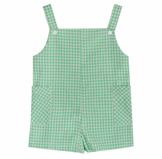 Green Gingham Boy Romper
