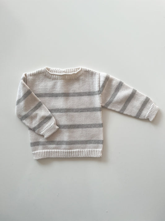 Striped Knit Sweater - Stone