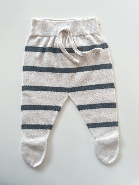 Striped Knit Footie - Dark Grey