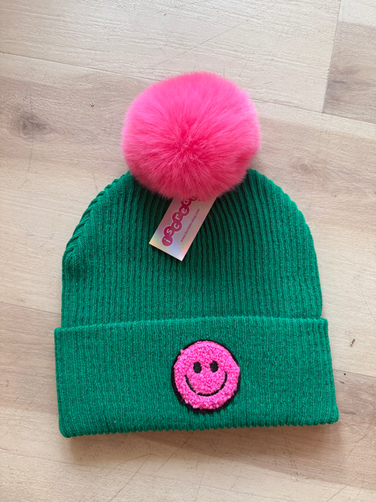 Happy Pom Beanie Hat