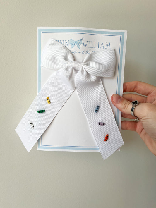 Medium White Bullion Crayon BOw