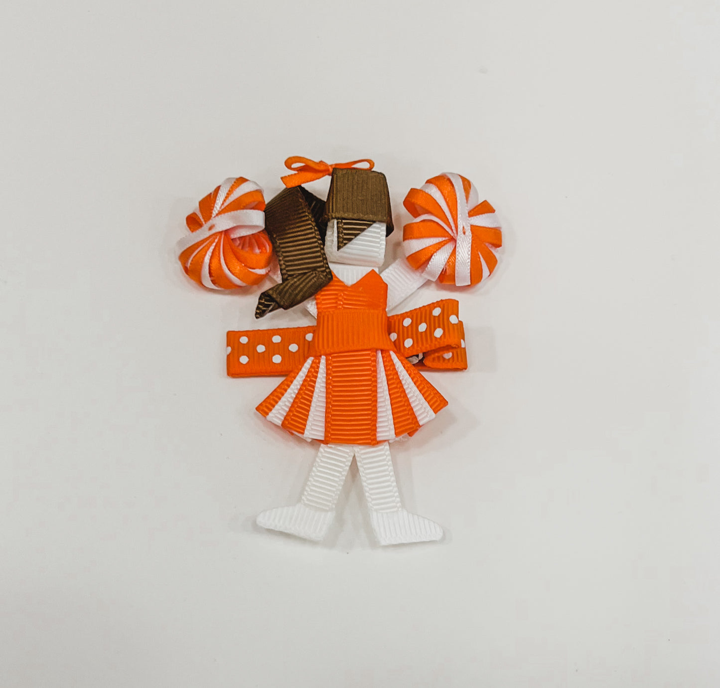 Orange & White Collegiate Cheerleaders Hair Clip
