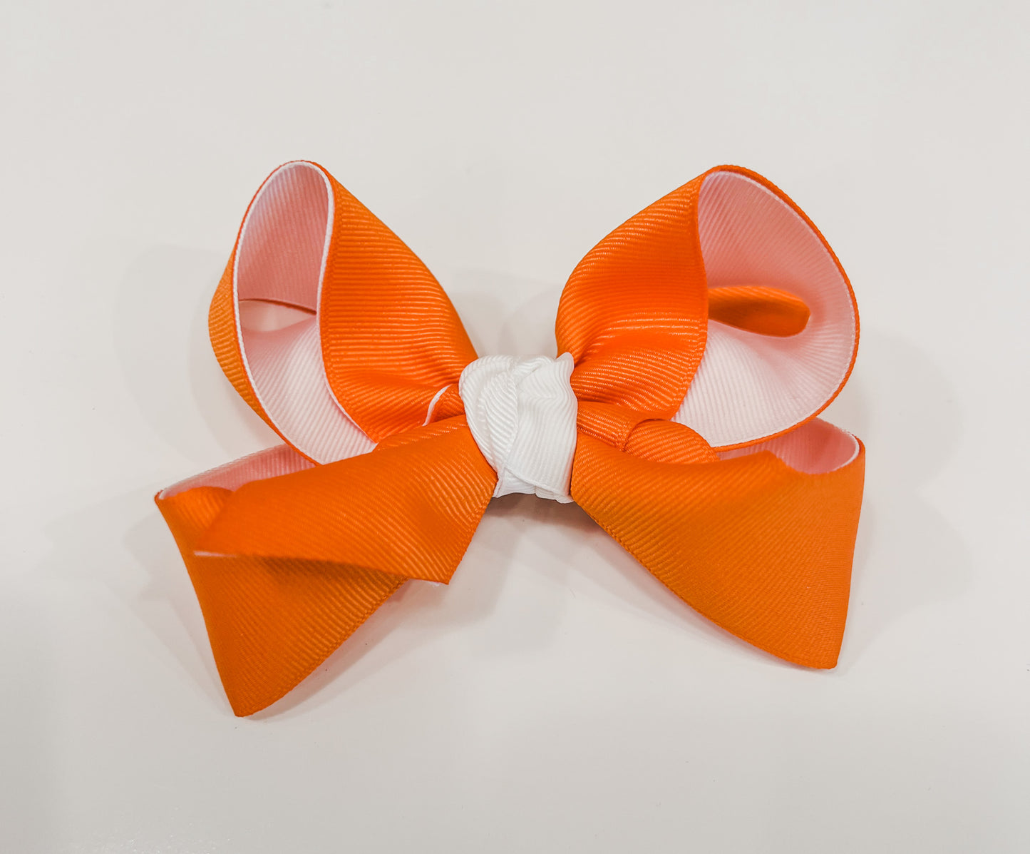 Orange & White Collegiate Layered Grosgrain Bow