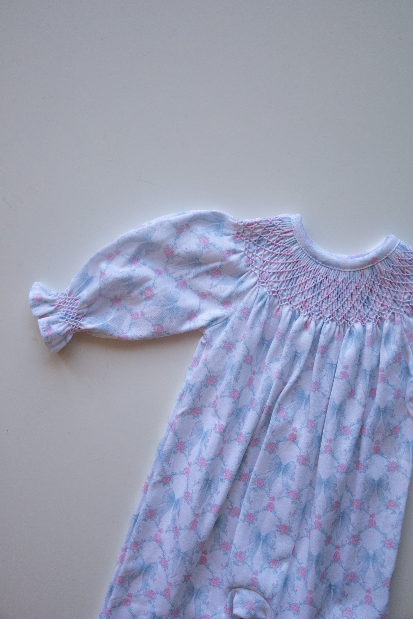 Blue Coquettes Smocked Footie