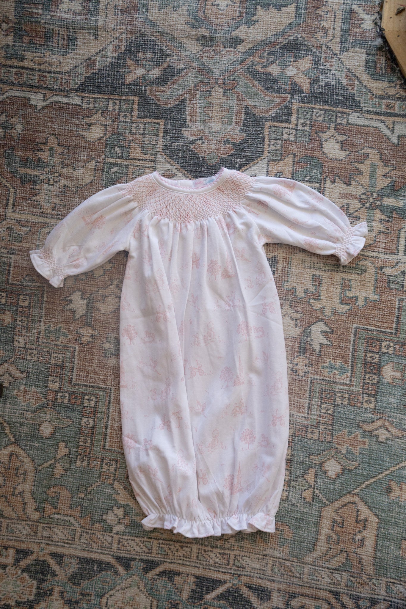 PINK BABY TOILE PIMA HAND SMK GOWN