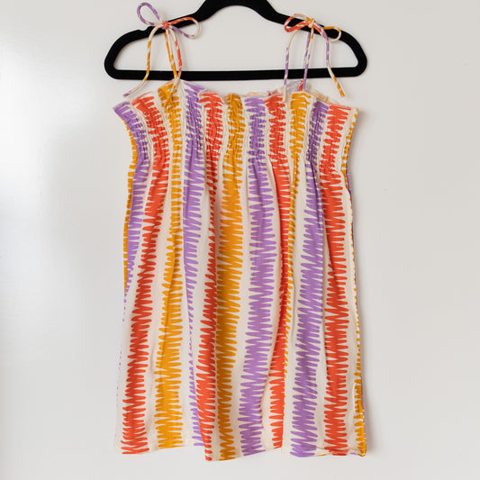 Squiggle Stripe Top with Tie Sleeves