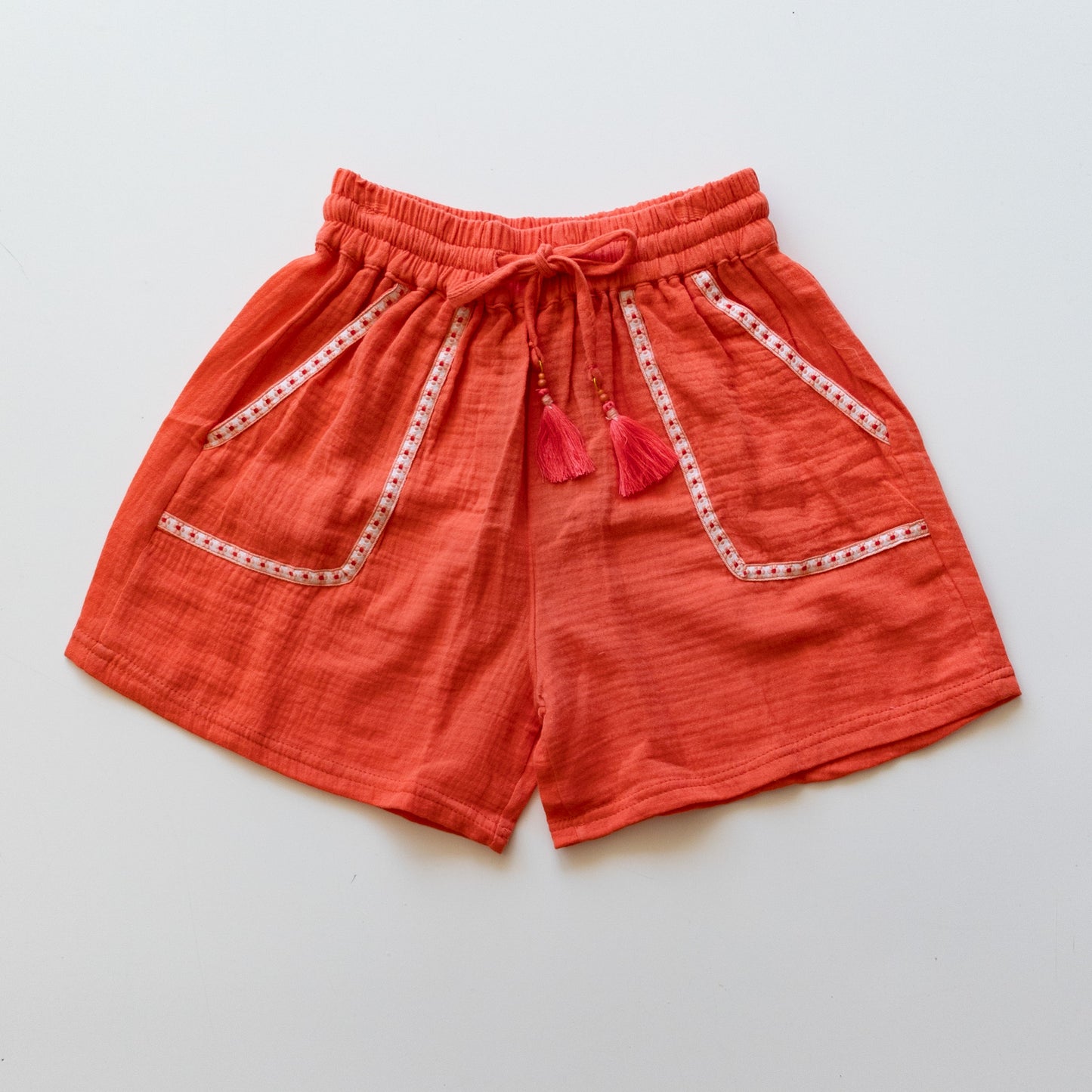 Coral Embroidered Shorts