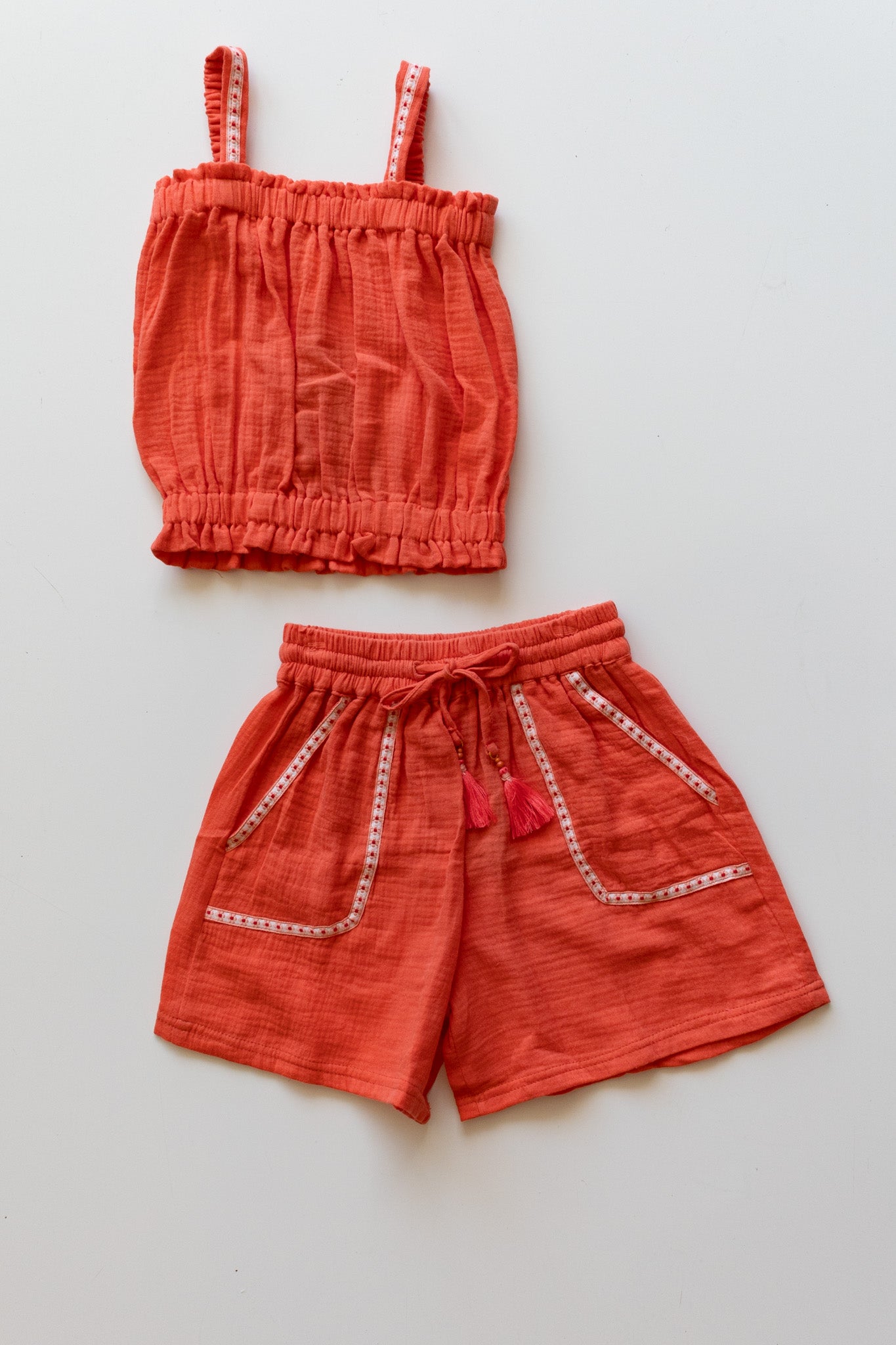 Coral Embroidered Shorts