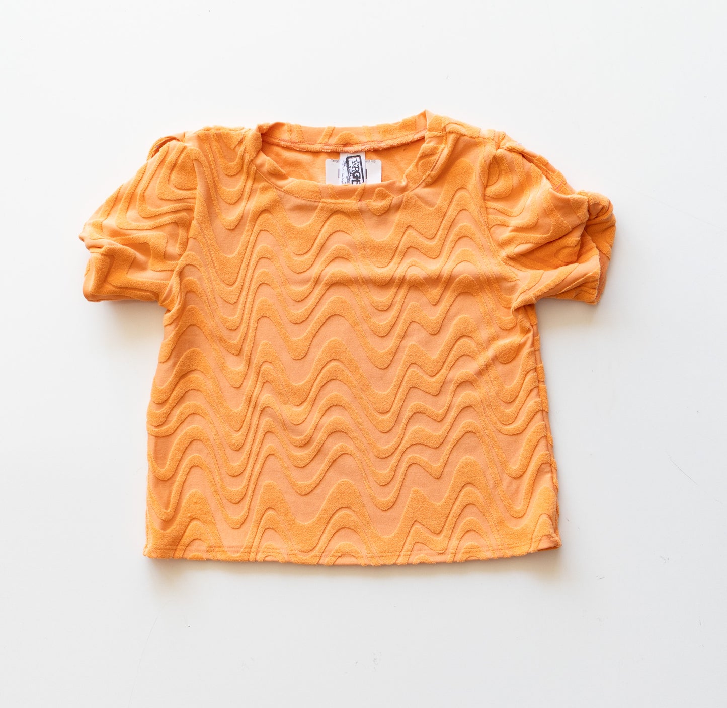 Tangerine Crinkled Jaquard Top