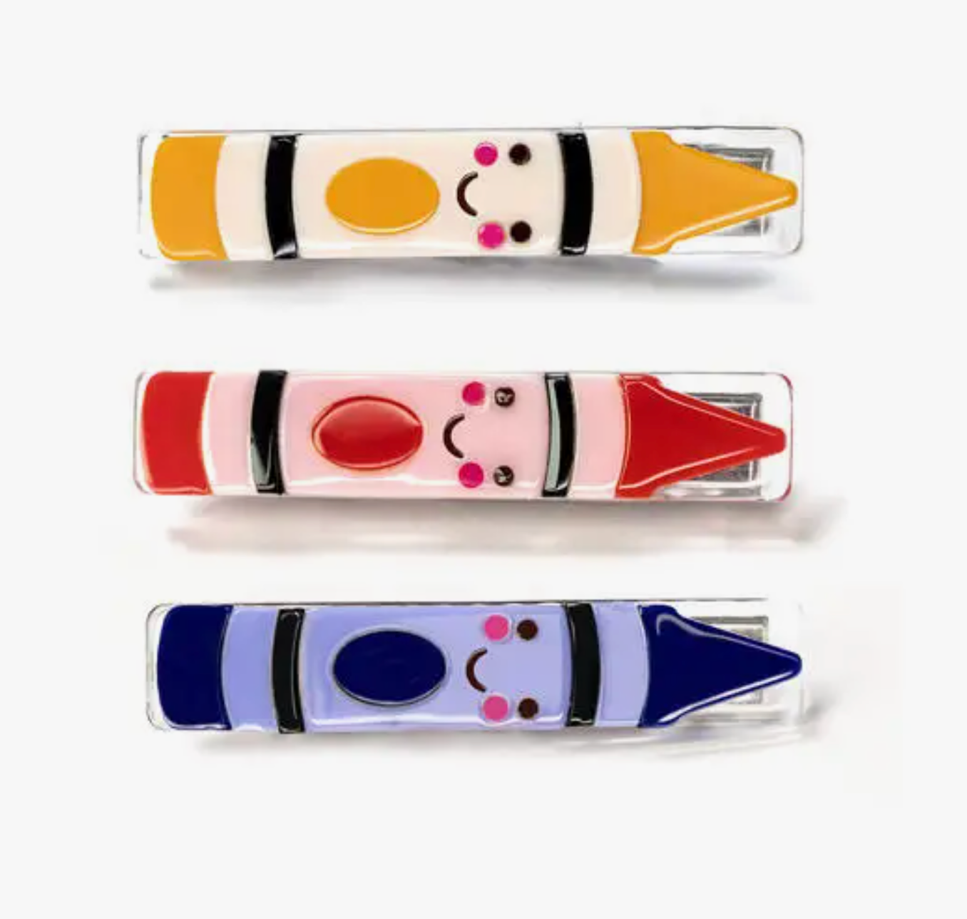 Happy Crayons Navy Red Yellow Alligator Clips
