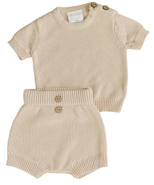 Mebie Baby Short Knit Set - Vanilla