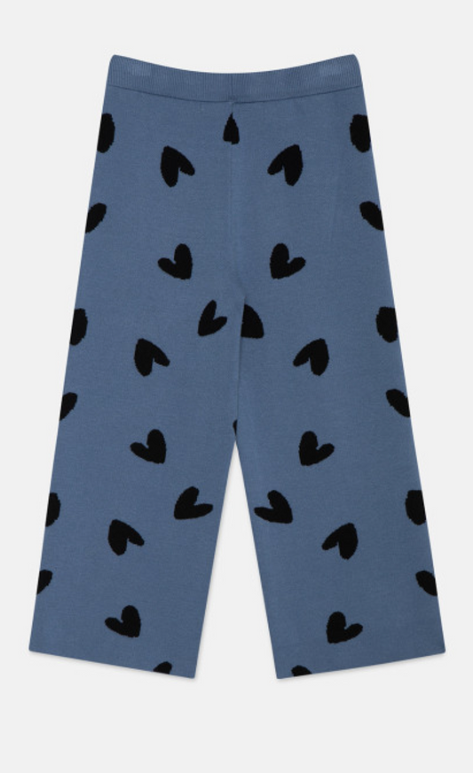 Girl's knit pants with heart print