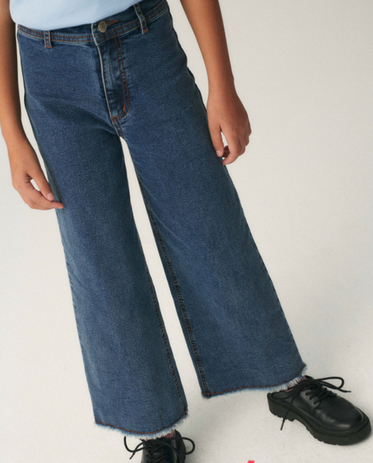 Straight blue jeans for girls