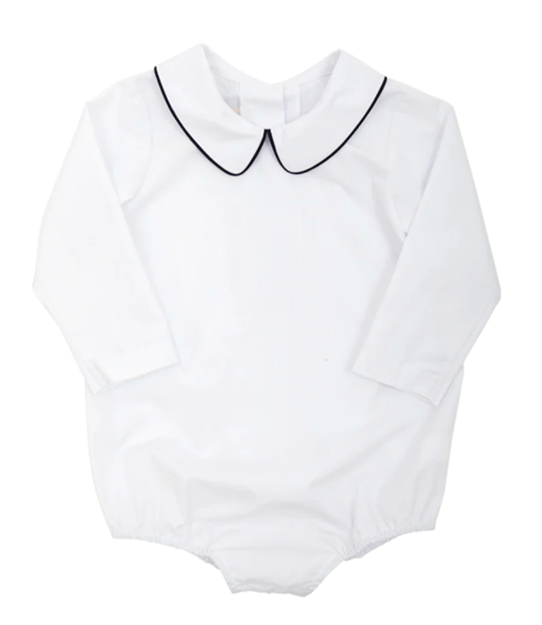 Peter Pan Collar Onesie (Long Sleeve Woven) Worth Avenue White With Nantucket Navy